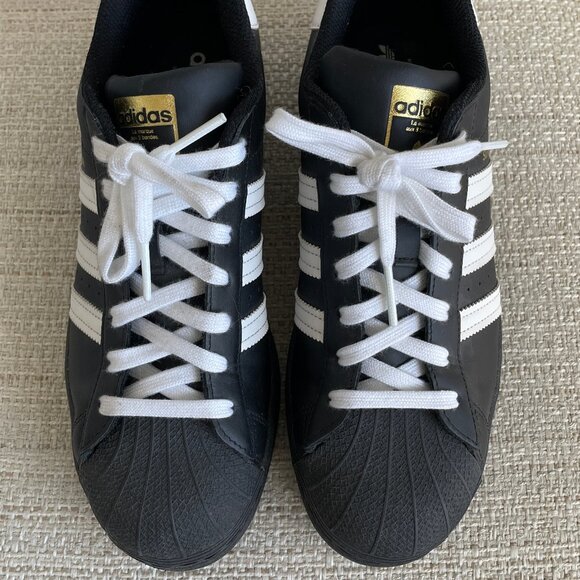 Adidas Black Superstars Men’s 10 - Picture 1 of 7